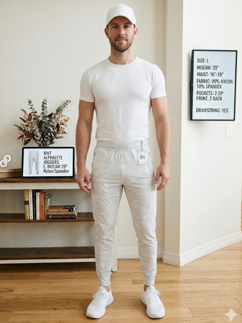 NWT Alphalete Men’s Performance Joggers - White Camo - Size Large